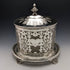 Late Victorian British Antique Silver Plated Biscuit Barrel with Glass Inner